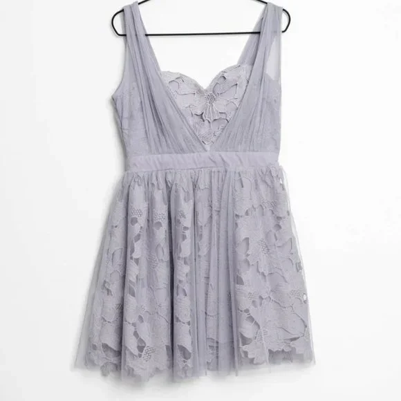 Little Mistress | Dresses | Little Mistress Dress Sleeveless Tulle Crochet  Formalprom Graylilac Size 8 | Poshmark